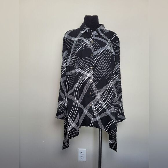 JM Collection Blouse Lagenlook Assymetrical Abstract Workwear Professional Large - Picture 11 of 14